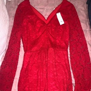 Francesca’s Red Lace Romper